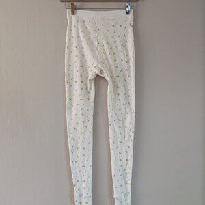 NWT SKIMS Cotton Rib Leggings White Marigold Rosebud Print Sleepwear Floral XS